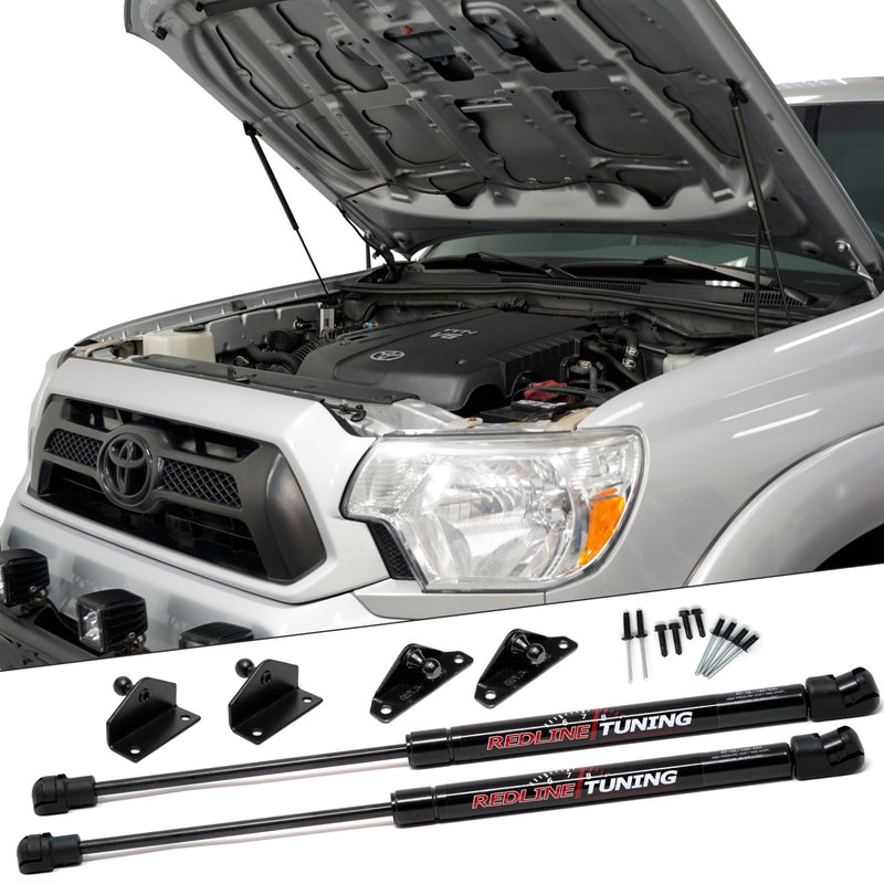 Redline Tuning 21-27010-02 Hood Quicklift Plus System Compatible with Toyota Tacoma 2005-2015 (All Black Components) - Image 1
